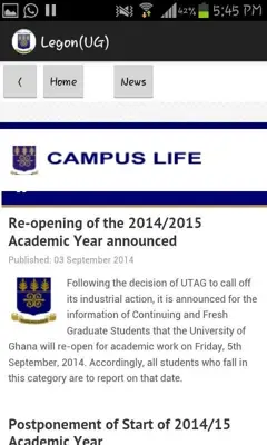 University of Ghana android App screenshot 1